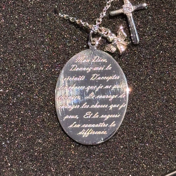 TOCARA Serenity Prayer necklace 18” + 2” s.steel diami diamond - Picture 3 of 7